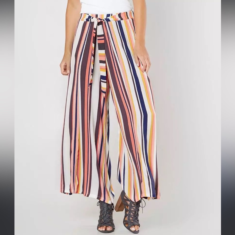 xhilaration striped colorful wide legged pants